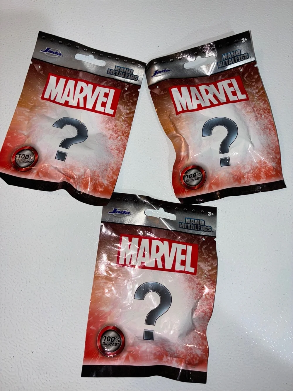 3 Marvel Nano Metalfigs Mystery Blind Bag - Red and Orange Packaging